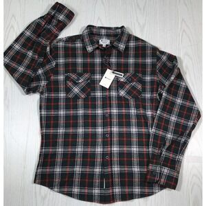 Sperry Flannel Tartan Plaid Button Up Shirt Men Large Pockets Long Sleeve New